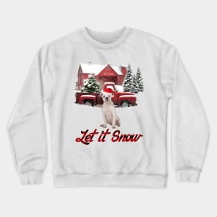 American Bulldog Let It Snow Tree Farm Red Truck Christmas Crewneck Sweatshirt